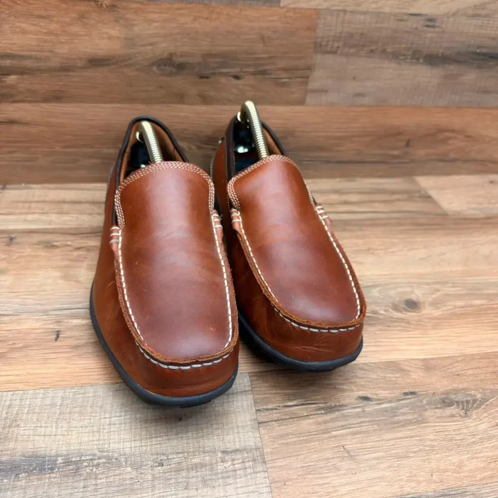LL Bean Size 10.5 Brown Two Tone Brown Slip On Driving Shoes Loafers shoes